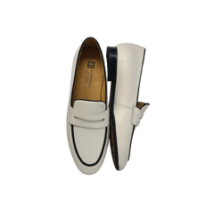 AicBerlucci Loraine Ladies Off White Leather Loafer Shoes