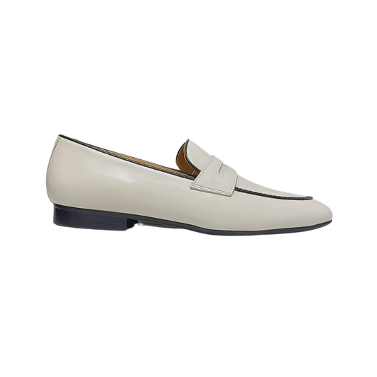 AicBerlucci Loraine Ladies Off White Leather Loafer Shoes