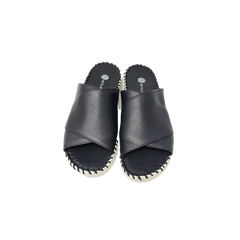 Eric Michael Gloria Ladies White/Black Leather Slipper