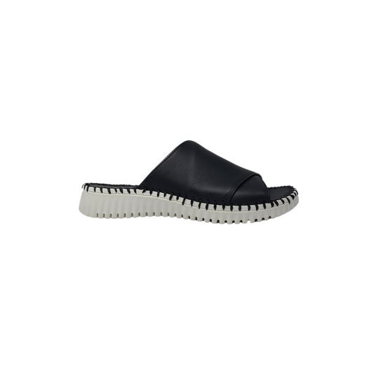 Eric Michael Gloria Ladies White/Black Leather Slipper