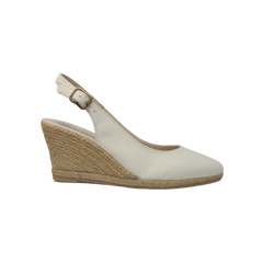 Eric Michael Firenze Ladies Off White Leather Espadrille Wedge Slingback Shoes