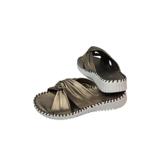 Eric Michael Candace Ladies Pewter leather Knot Slides