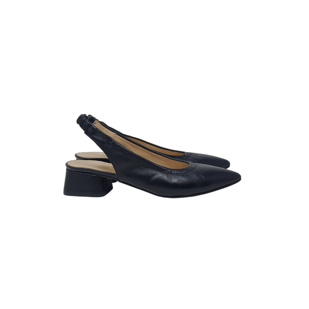 Brunella Bru11 Ladies Black Leather Sling Back Low Heel