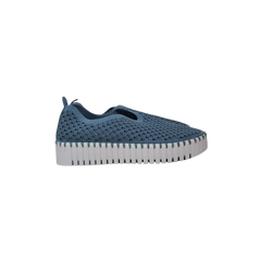 ILSE JACOBSEN Tulip3373 Ladies Light Blue Fabric Sneaker Shoe Thick Sole