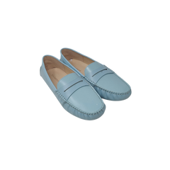 Viviamos Cleo Ladies Light Blue Leather Penny Loafer