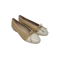 Viviamos Brea Beige Ivory Leather Ballet Flat