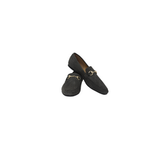 All Black Ladies Link Grey Suede Chain Loafer