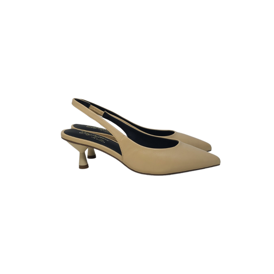 Seychelles Brooklyn Ladies Nude  Leather Sling Low Spike Heel