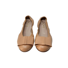 FSNY RHYTHM nude leather flat with bow