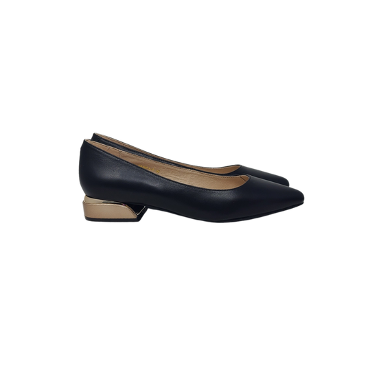 Pretty Posh Roberta Ladies Black Leather with Gold heel