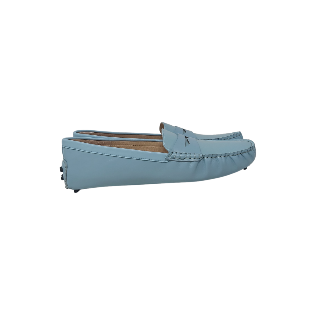 Viviamos Cleo Ladies Light Blue Leather Penny Loafer