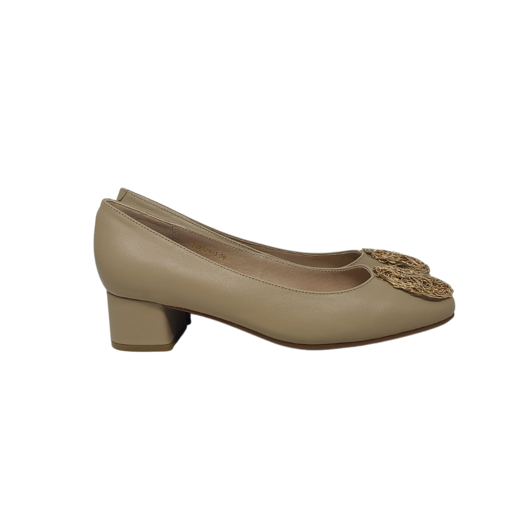 Pretty Posh Tullia Ladies Nude Leather Heel