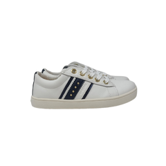 Geox Kathe Childrens White/Navy Sneaker