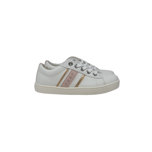 Geox Kathe Childrens White Leather Sneaker
