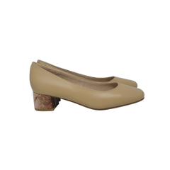 Pretty Posh Silvia Ladies Nude Leather Low Heel