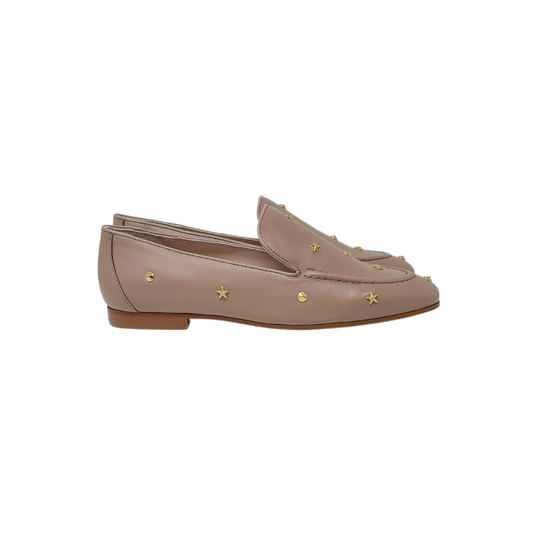 Brunella Moccasin Taupe Leather Loafer with studs
