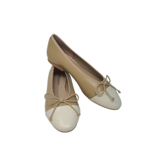 Viviamos Brea Beige Ivory Leather Ballet Flat