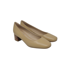 Pretty Posh Silvia Ladies Nude Leather Low Heel