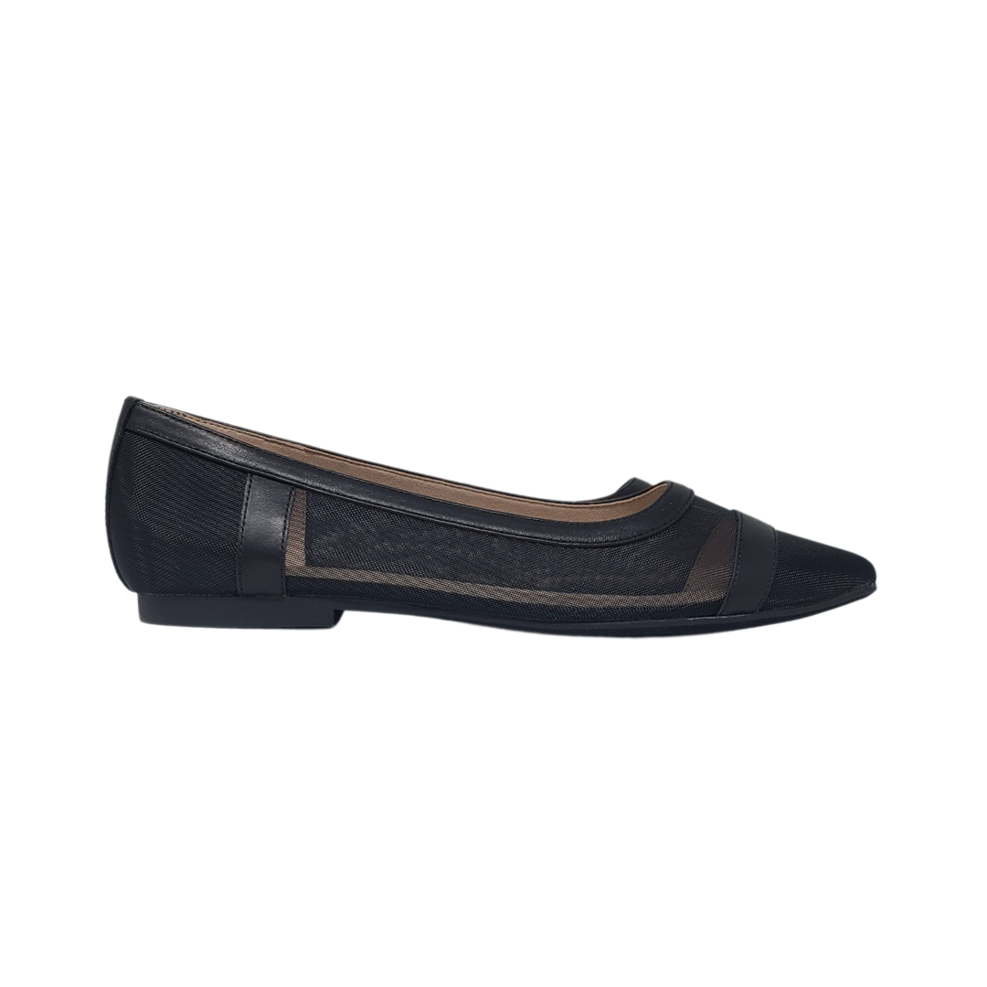Viviamos Fav Ladies Black Mesh Point Flats