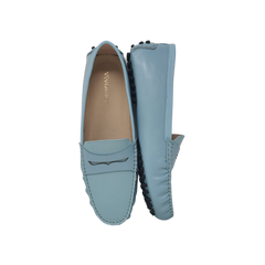 Viviamos Cleo Ladies Light Blue Leather Penny Loafer