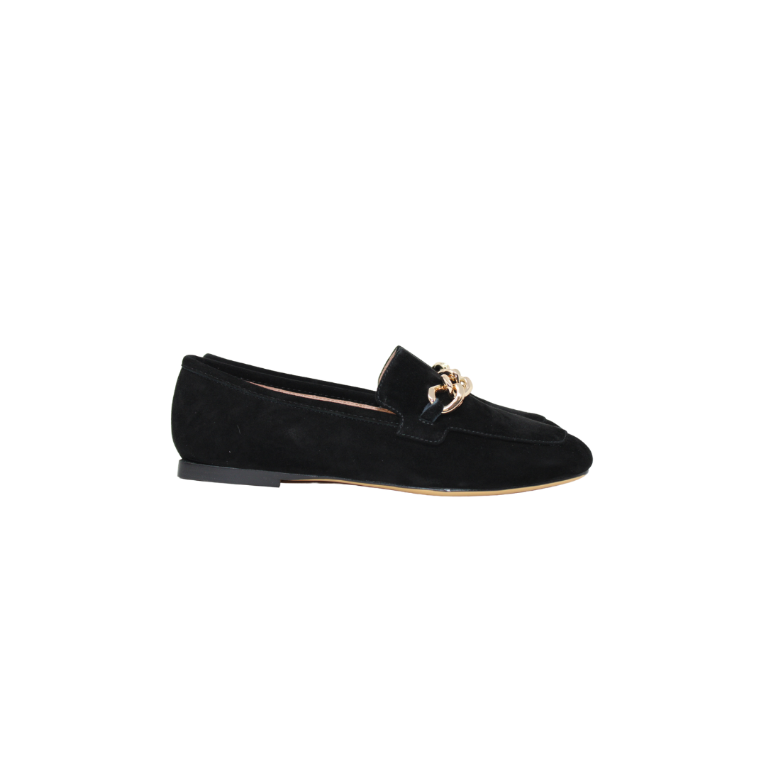 Viviamos Azalea Ladies Black Suede Loafer