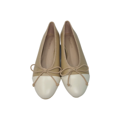 Viviamos Brea Beige Ivory Leather Ballet Flat