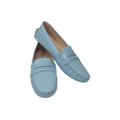 Viviamos Cleo Ladies Light Blue Leather Penny Loafer