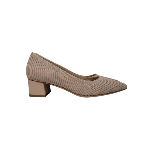 Viviamos Neon Ladies Nude Ribbed Knit Low Heel