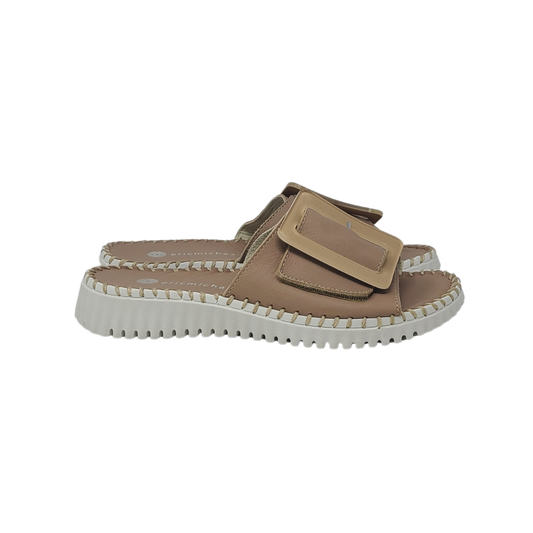 Eric Michael Darla Ladies Nude Leather Slides