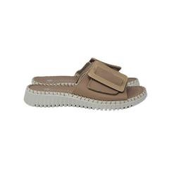 Eric Michael Darla Ladies Nude Leather Slides