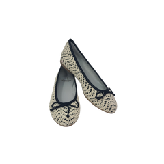 Luccine J104 Childrens Black/Beige Fabric Ballet Flat