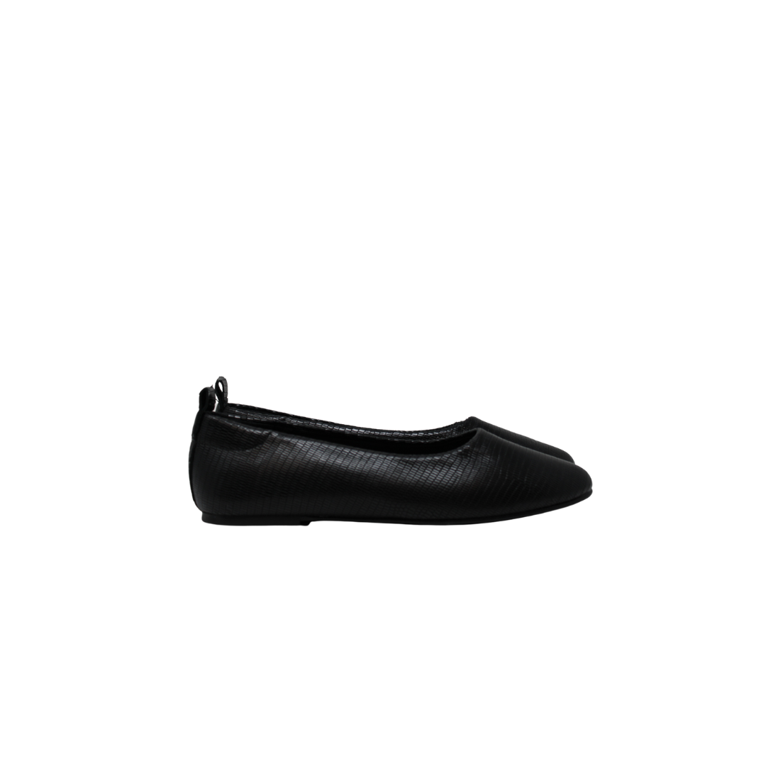 Ruth Secret 3115 Ladies Black Print Leather Flat