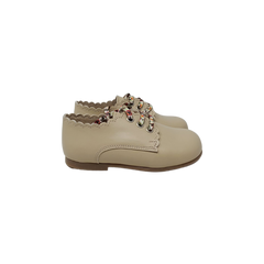 Blublonc Riley Kids beige leather tie shoe