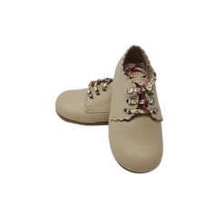 Blublonc Riley Kids beige leather tie shoe