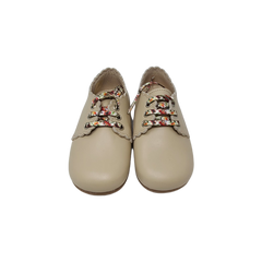 Blublonc Riley Kids beige leather tie shoe