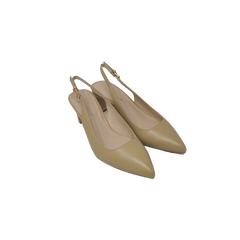 Viviamos Sage Sling Ladies Nude Leather Low Wafer Heel